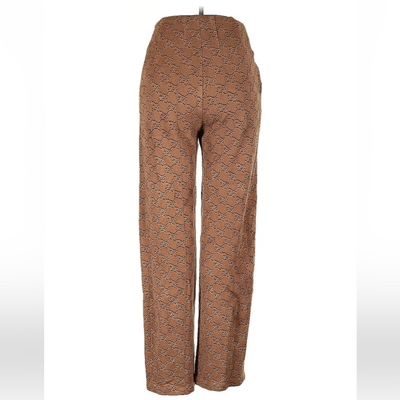 Fendi Karligraphy Velvet Logo Brown Tan Straight Leg Trousers 42IT/ 8US - Picture 13 of 14
